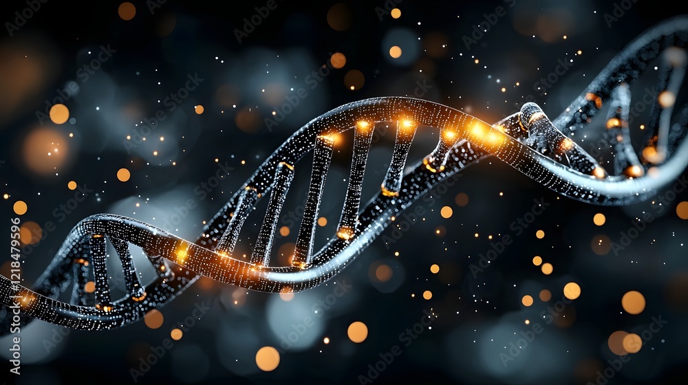 Aufkleber Futuristic DNA Research Concept with Glowing Digital Helix and Abstract Medical Data Visualization Representing Advancements in Health Technology Background Sophisticated