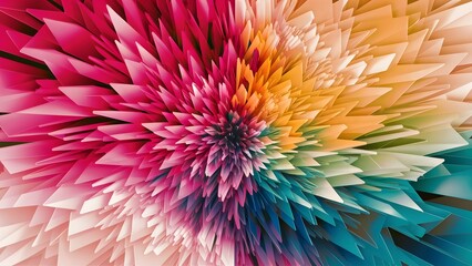 Abstract Colorful Spiky Flower Burst Digital Art