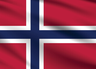 Obraz premium Norway flag official colors and proportion digital vector illustration. Pleated flag.