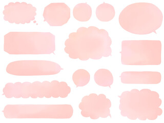 水彩ピンクのグラデーションふきだしセット