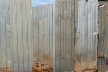 Rustic Corrugated Metal Fence Texture Background