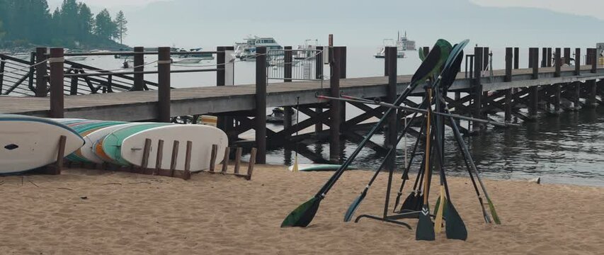 Beach with Water Sports Equipment