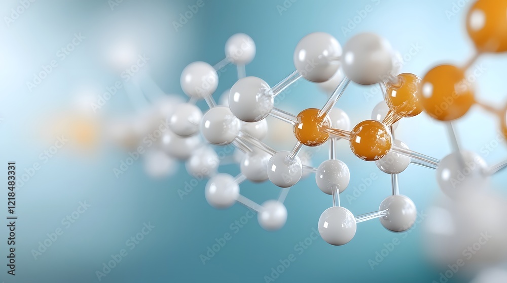 Poster Vibrant Molecular Structures Protein Interactions Abstract Visualization Depicting Colorful Floating Composition of Amino Acid Models in Dynamic Modern Background