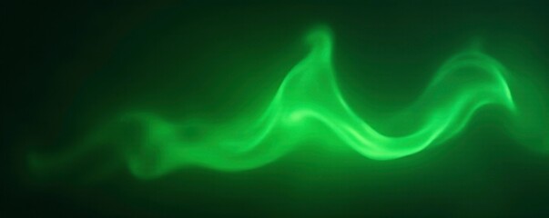 Glowing flame with green light on dark background, green light, neon