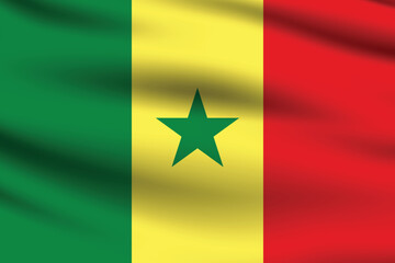Senegal flag official colors and proportion digital vector illustration. Pleated flag.
