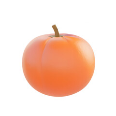 Closeup 3D Rendered Transparent Persimmon Fruit on White Background