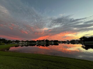 sunset over the lake