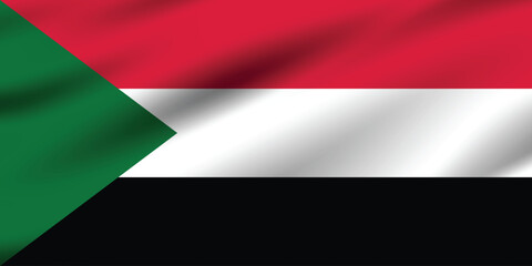 Sudan flag official colors and proportion digital vector illustration. Pleated flag.