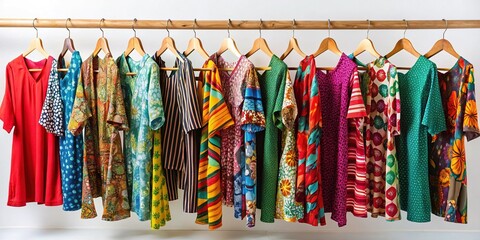 Elegant garments on hangers, a minimalist style.