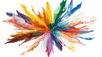 Paint powder explosion on transparent background