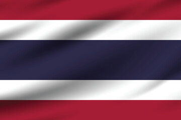 Thailand flag official colors and proportion digital vector illustration. Pleated flag.