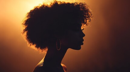 Silhouette Woman, Golden Light, Studio, Music Poster