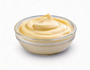 Creamy Mayonnaise in Glass Bowl: A Smooth, Luxurious Culinary Image
