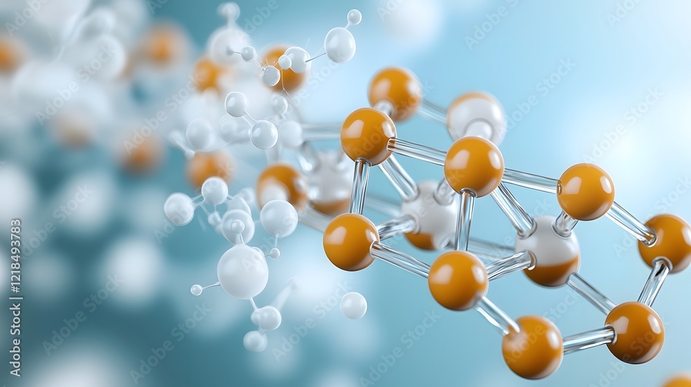Poster detailed conceptual showcasing the complex and vibrant protein molecular structures with a professio