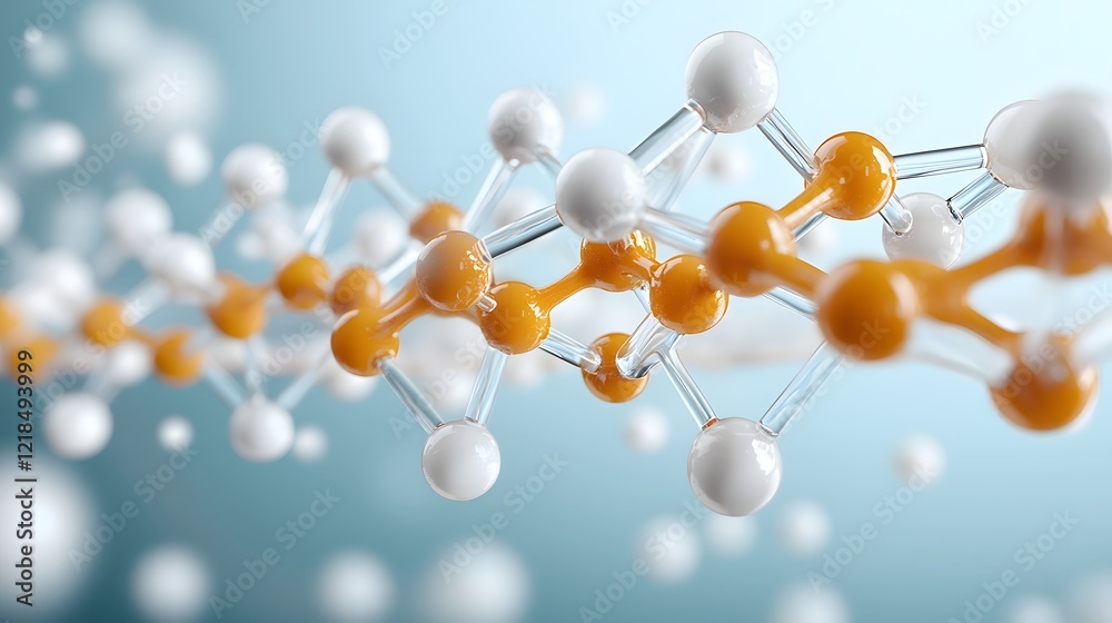 Poster bright and colorful 3d scientific visualization of intricate molecular protein structures perfect fo