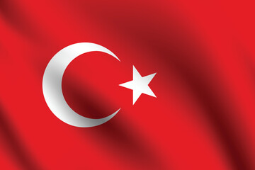 Turkey flag official colors and proportion digital vector illustration. Pleated flag.
