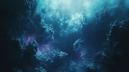 Fototapeta premium Galaxy Background with Stars Nebulae in Purple and Teal. Celestial Elements 