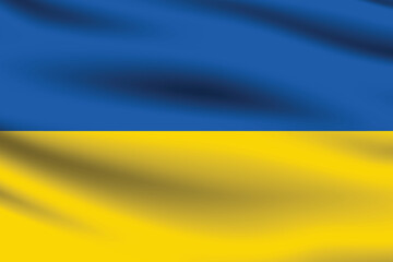 Ukraine flag official colors and proportion digital vector illustration. Pleated flag.