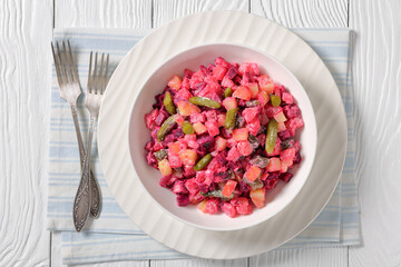Rosolli, Finnish Christmas festive salad in a bowl