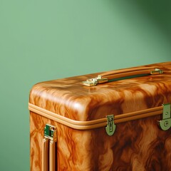 Vintage brown suitcase with aged patina nostalgic travel accessory premium leather detailed view elegant aesthetic