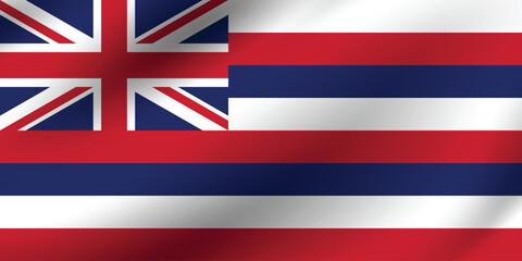 Hawaii flag official colors and proportion digital vector illustration. Pleated flag.