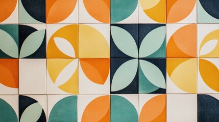 Colorful geometric tile pattern background.