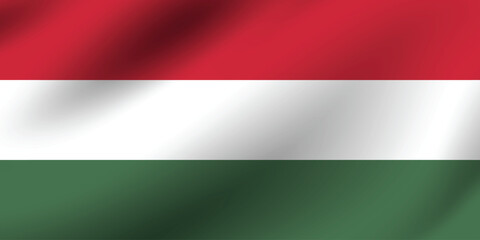 Hungary flag official colors and proportion digital vector illustration. Pleated flag.