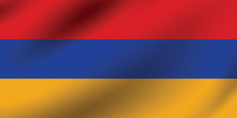 Armenia flag official colors and proportion digital vector illustration. Pleated flag.