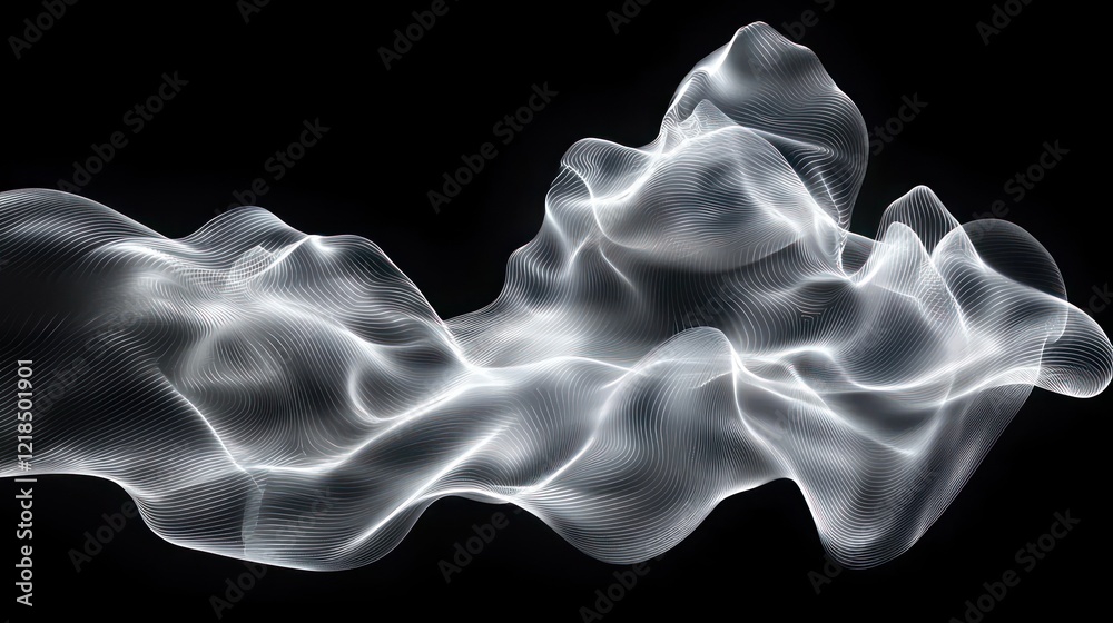 Poster luminous particle flow: abstract digital art