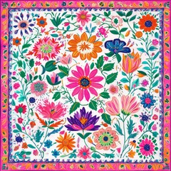 A vibrant and colorful floral pattern pink purple