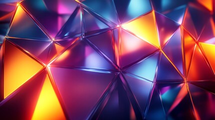 Abstract 3d rendering of prismatic reflections. Colorful surfaces reflecting light. Modern background for poster, cover, branding, banner, placard., Generative AI