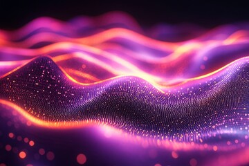 Abstract 3d rendering of glowing sphere grid. Geometric nodes with luminous edges. Modern background for poster, cover, branding, banner, placard., Generative AI