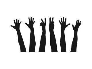 people raising hand silhouette. People raising hands at the concert. people raising hand silhouette. People raising hands at the concert. A large group of people raised their hands.