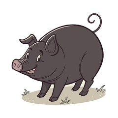 Fototapeta premium Stylized Black and White Pig Silhouette Design