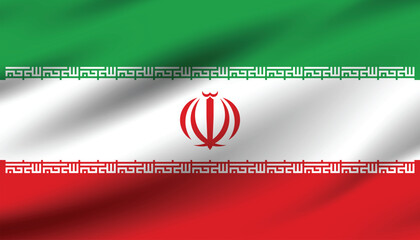 Iran flag official colors and proportion digital vector illustration. Pleated flag.