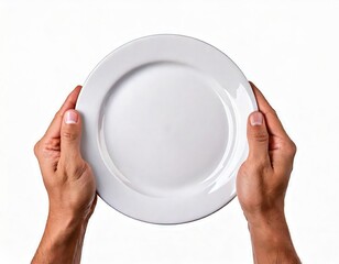White Plate Held in Hands: A Simple, Clean Minimalist Image