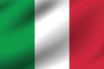 Italy flag official colors and proportion digital vector illustration. Pleated flag.