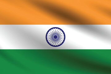 India flag official colors and proportion digital vector illustration. Pleated flag.