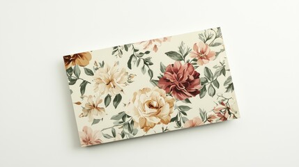 Floral Notebook Mockup Flatlay, Roses, White Background, Design Template