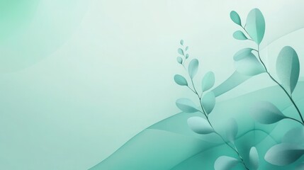 Abstract teal leaves and flowing background.