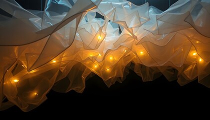 Hypnotic Iridescent Plastic Sheets: Surreal Abstract Art glow image style warped design   