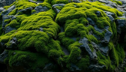 Ancient Moss-Covered Rock: Nature's Timeless Tapestry old aged wild stone green plant flora
