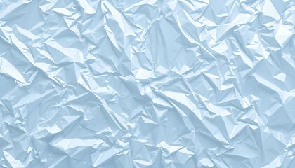 Crisp White Plastic Film Wrap Texture Background: Translucent, Crinkled Surface fold shiny