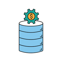 Database  lineal color line icon with white background vector stock illustration