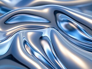 Abstract 3d rendering of smooth metallic shapes. Glossy and futuristic surface for poster, cover, branding, banner, placard., Generative AI