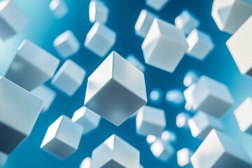 Abstract 3d rendering of stacked blocks. Dynamic composition of floating cubes for poster, cover, branding, banner, placard., Generative AI