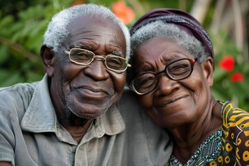 Elderly African American Couple Celebrating Years of Friendship Together