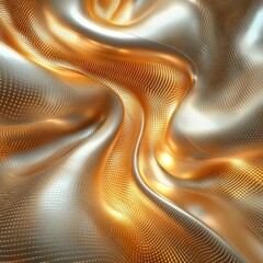Abstract gold curved structures, iridescent design, 3d render, Generative AI
