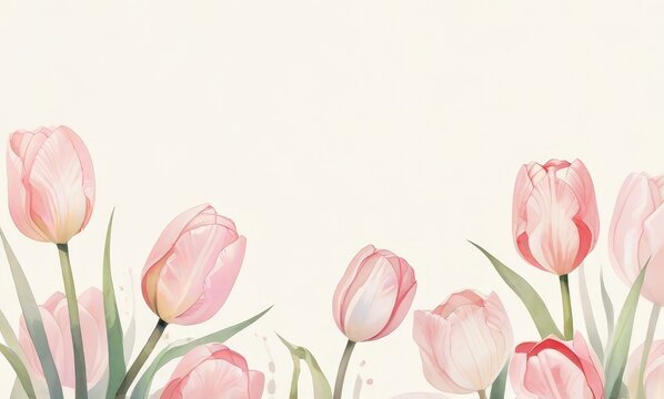 ilustraci&oacute;n tulipanes estilo acuarela. colores pastel.
