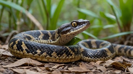 Obraz premium Ecological Harmony: Bothrops Snake Interacting with the Surrounding Wildlife